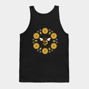 Honey Bee and Lemon Mandala | Black Tank Top
